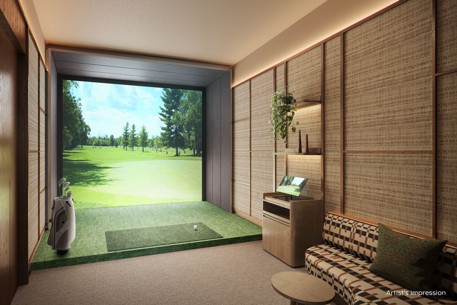 Artist's impression of the golf simulator room